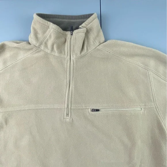 L.L. Bean Men's Tan Fleece Pullover 1/4 zip Performance Outdoor Wear size Large